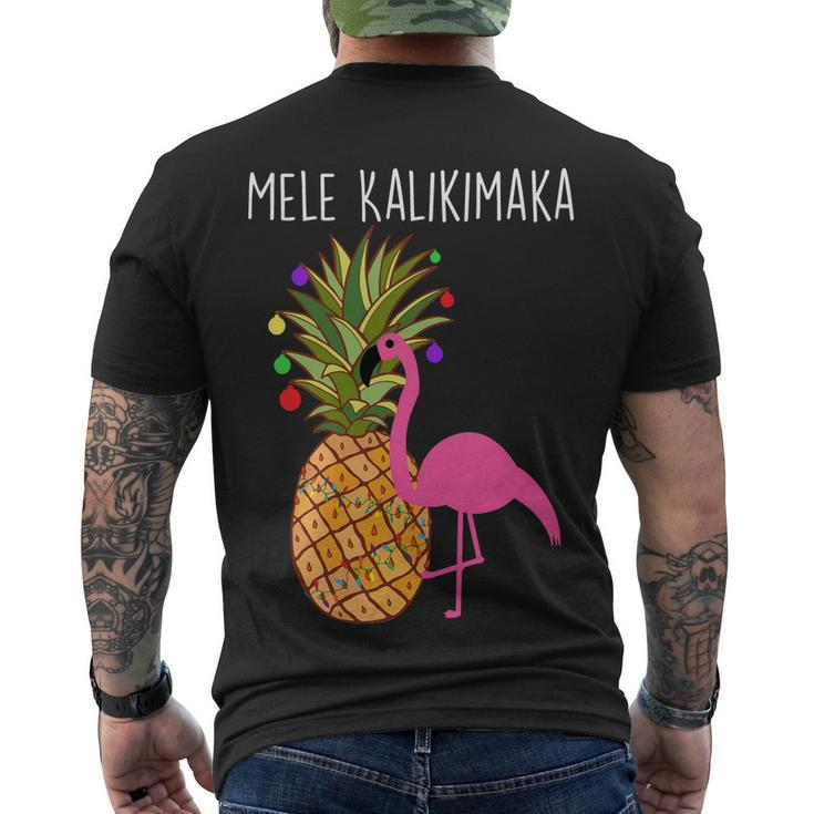 Mele Kalikimaka Flamingo Christmas Tshirt Men's Crewneck Short Sleeve Back Print T-shirt
