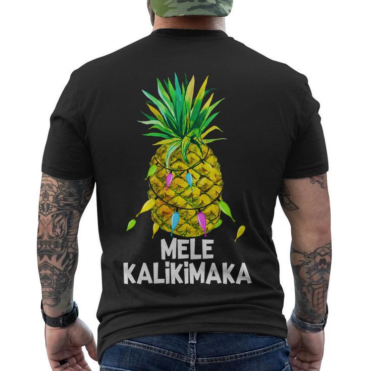 Mele Kalikimaka Pineapple Christmas Lights Men's Crewneck Short Sleeve Back Print T-shirt