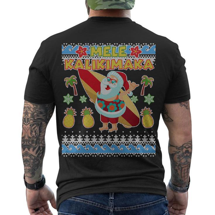 Mele Kalikimaka Santa Ugly Christmas Hawaiian Men's Crewneck Short Sleeve Back Print T-shirt