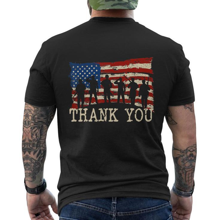 Memorial Day American Flag Thank You Veterans Proud Veteran Men's Crewneck Short Sleeve Back Print T-shirt