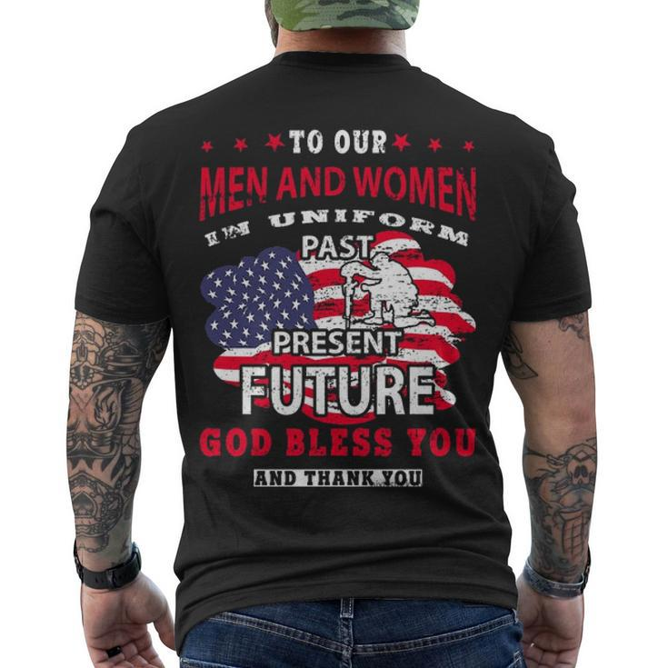 Men And Women In Uniform VeteransShirt Design Men's Crewneck Short Sleeve Back Print T-shirt