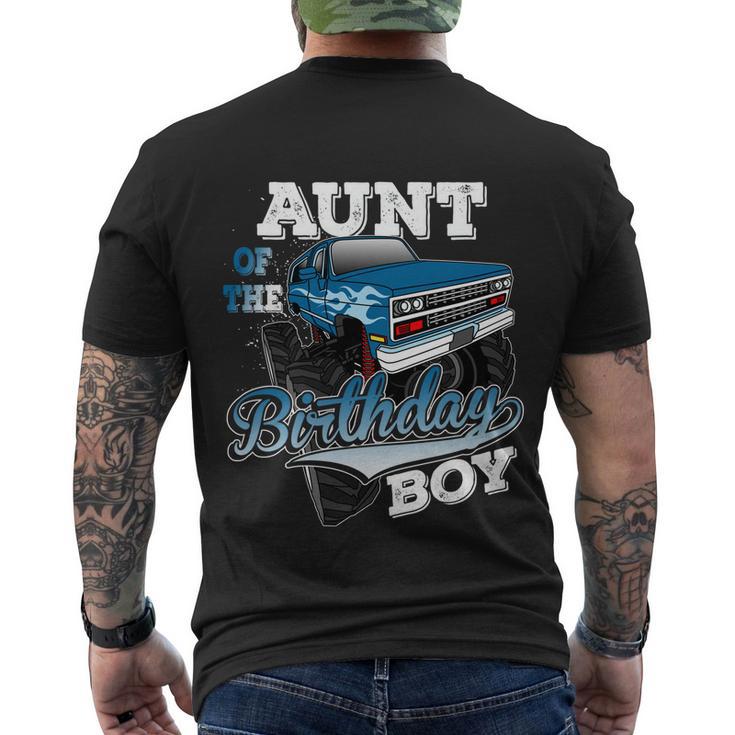 Mens Aunt Of The Birthday Boy Monster Truck Birthday Gift Men's Crewneck Short Sleeve Back Print T-shirt