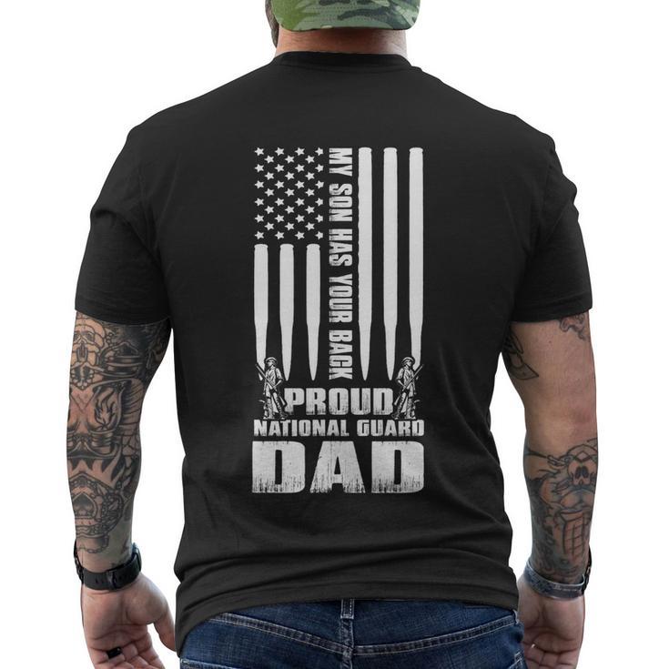 Mens Gift My Son Has Your Back Proud National Guard Dad Army Dad Gift Tshirt Men's Crewneck Short Sleeve Back Print T-shirt