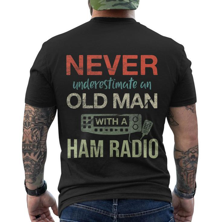 Mens Old Man With A Ham Radio Antenna Ham Radio Operator Men's Crewneck Short Sleeve Back Print T-shirt