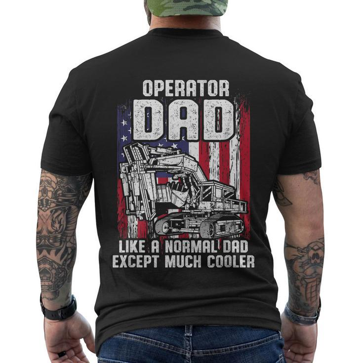 Mens Us Flag Heavy Equipment Excavator Operator Dad Tshirt Men's Crewneck Short Sleeve Back Print T-shirt