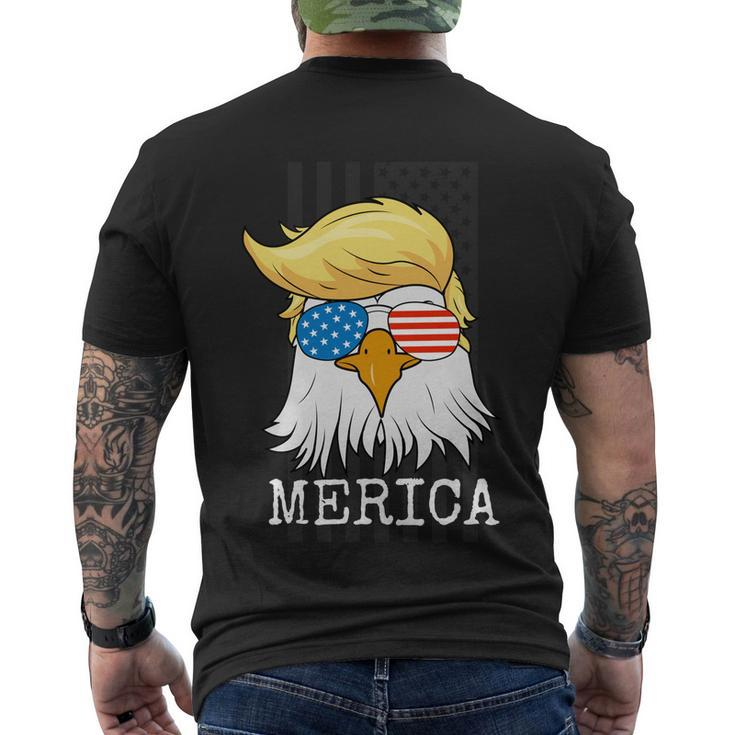 Merica Bald Eagle 4Th Of July Trump American Flag Funny Gift Men's Crewneck Short Sleeve Back Print T-shirt