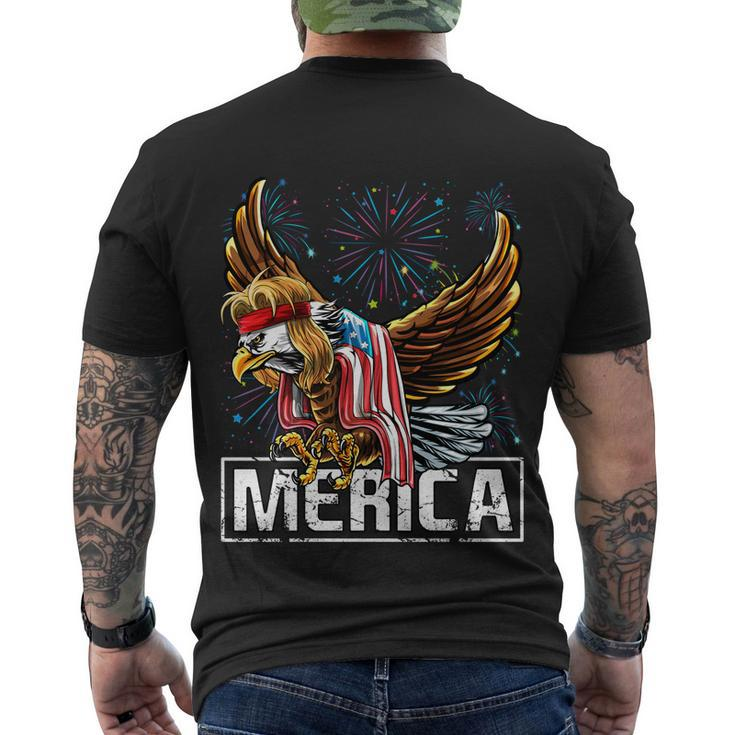 Merica Bald Eagle Mullet 4Th Of July American Flag Patriotic Funny Gift Men's Crewneck Short Sleeve Back Print T-shirt