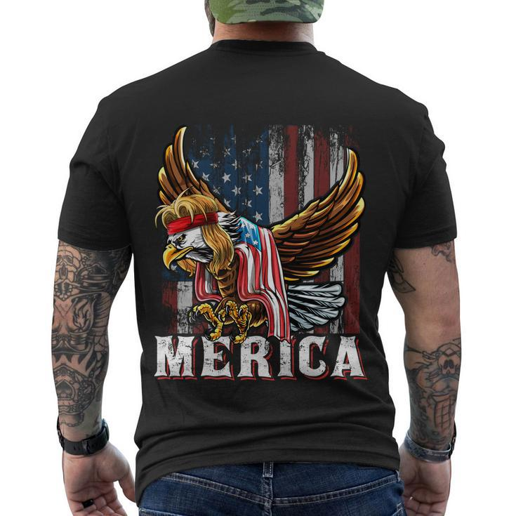 Merica Bald Eagle Mullet 4Th Of July American Flag Patriotic Meaningful Gift Men's Crewneck Short Sleeve Back Print T-shirt