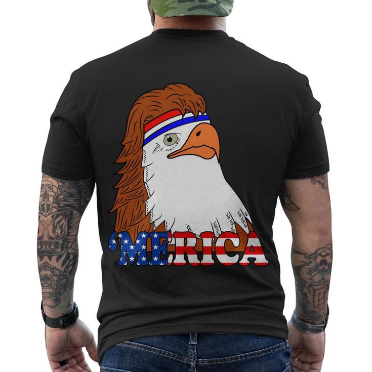 Merica Bald Eagle Retro Usa Flag Tshirt Men's Crewneck Short Sleeve Back Print T-shirt