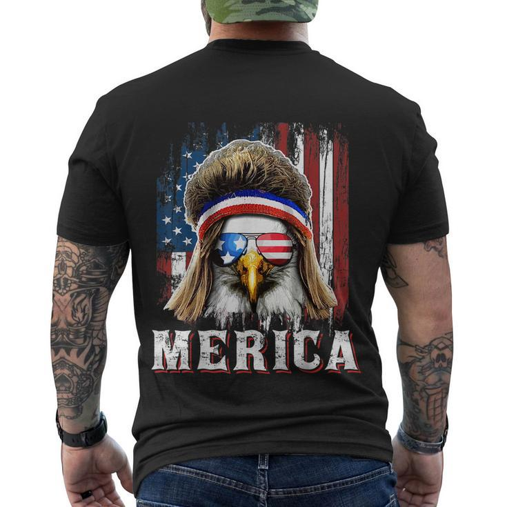 Merica Eagle Mullet 4Th Of July American Flag Stars Stripes Men's Crewneck Short Sleeve Back Print T-shirt
