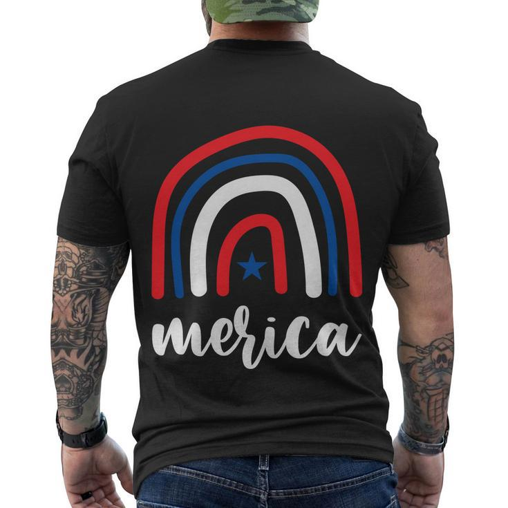 Merica Rainbows 4Th Of July Usa Flag Plus Size Graphic Tee For Men Women Family Men's Crewneck Short Sleeve Back Print T-shirt