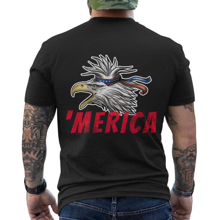 Merica Usa Bald Eagle Mullet Distressed 4Th Of July Gift Funny Gift Men's Crewneck Short Sleeve Back Print T-shirt