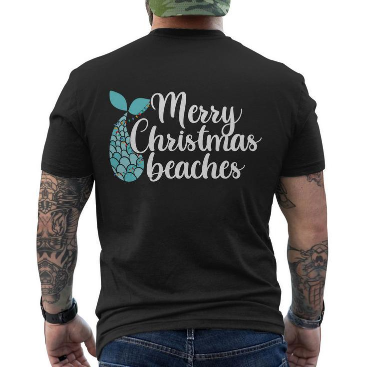 Merry Christmas Beached Mermaid Christmas In July Men's Crewneck Short Sleeve Back Print T-shirt