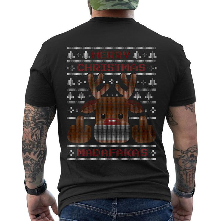 Merry Madafakas Funny Ugly Christmas Men's Crewneck Short Sleeve Back Print T-shirt