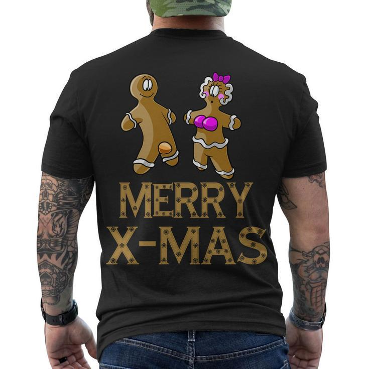 Merry X-Mas Funny Gingerbread Couple Tshirt Men's Crewneck Short Sleeve Back Print T-shirt
