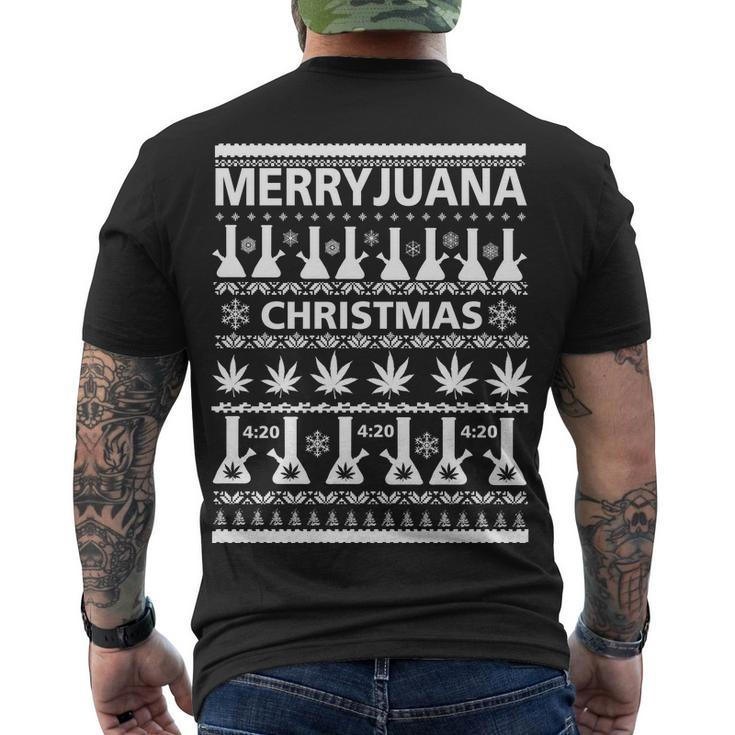 Merryjuana Weed Ugly Christmas Sweater Men's Crewneck Short Sleeve Back Print T-shirt