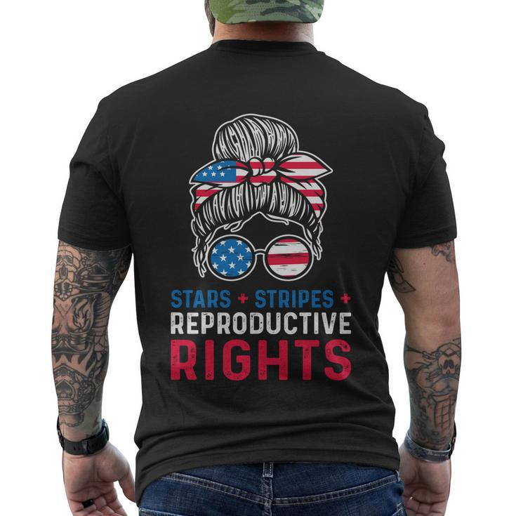 Messy Bun American Flag Stars Stripes Reproductive Rights Gift V2 Men's Crewneck Short Sleeve Back Print T-shirt