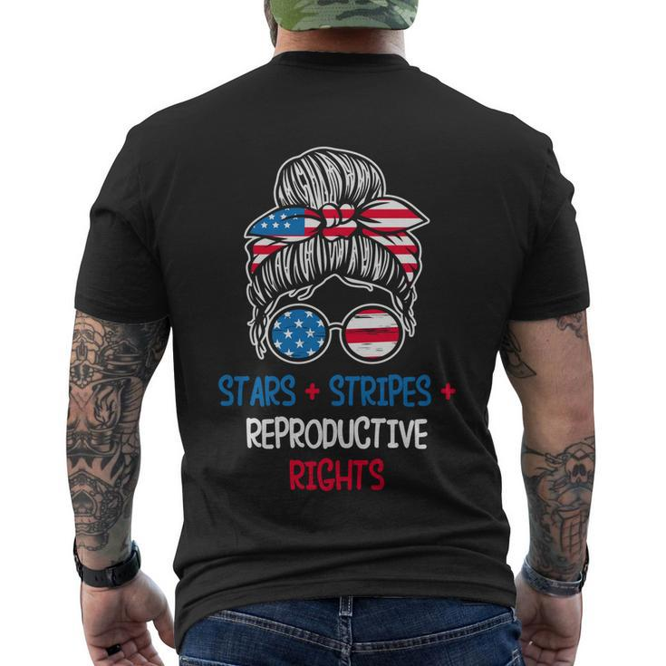 Messy Bun American Flag Stars Stripes Reproductive Rights Gift V4 Men's Crewneck Short Sleeve Back Print T-shirt