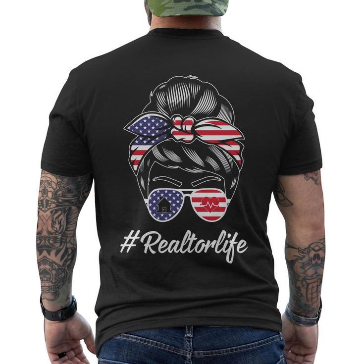 Messy Bun Realtor Life 4Th Of July Plus Size Shirt For Mom Girl Men's Crewneck Short Sleeve Back Print T-shirt