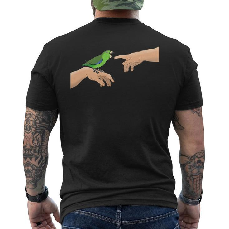 Michelangelo Angry Green Parrotlet Birb Memes Parrot Owner Men's Back Print T-shirt