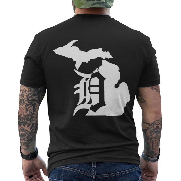 Michigan Mitten Old English D Detroit Tshirt Men's Crewneck Short Sleeve Back Print T-shirt