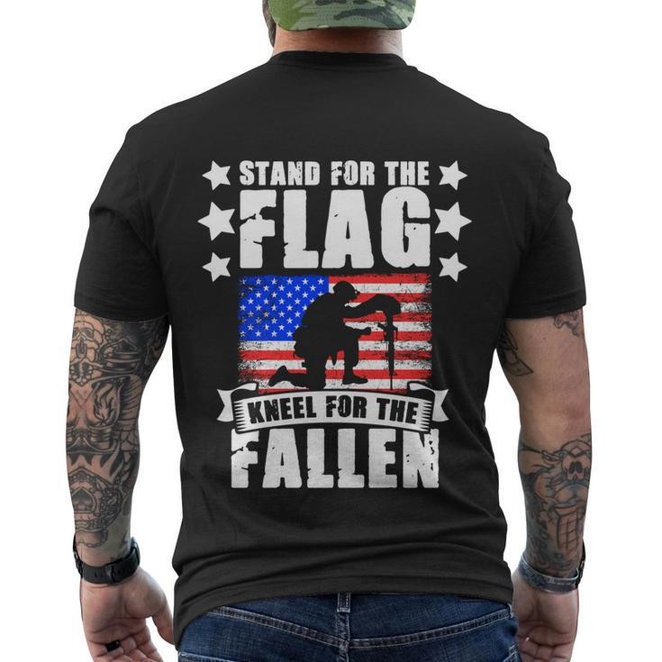 Military American Flag Soldier Veteran Day Memorial Day Gift Men's Crewneck Short Sleeve Back Print T-shirt