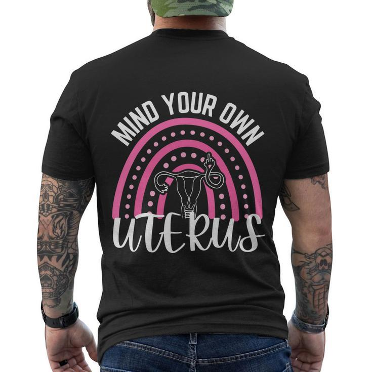Mind Your Own Uterus Rainbow 1973 Pro Roe Men's Crewneck Short Sleeve Back Print T-shirt