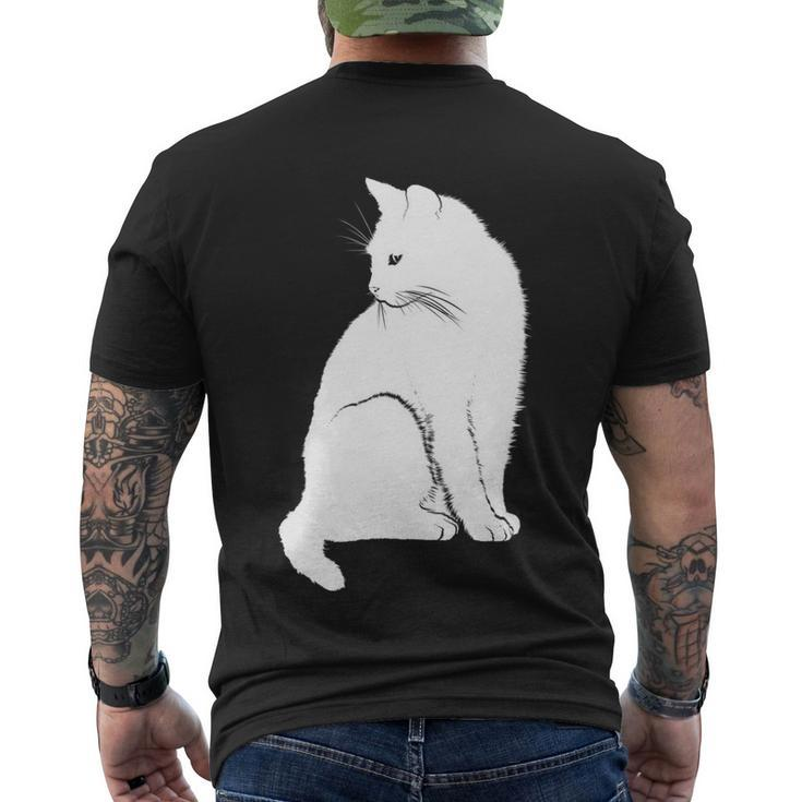Minimalist Cute Black Cat Owner Feline Art Kitten Lover Men's T-shirt Back Print