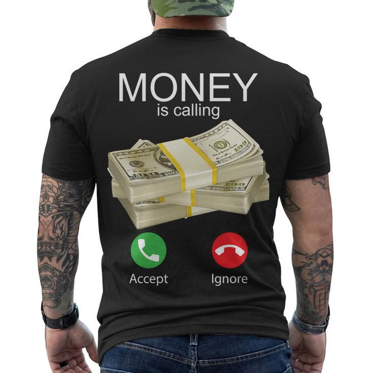 Money Is Calling Men's Crewneck Short Sleeve Back Print T-shirt