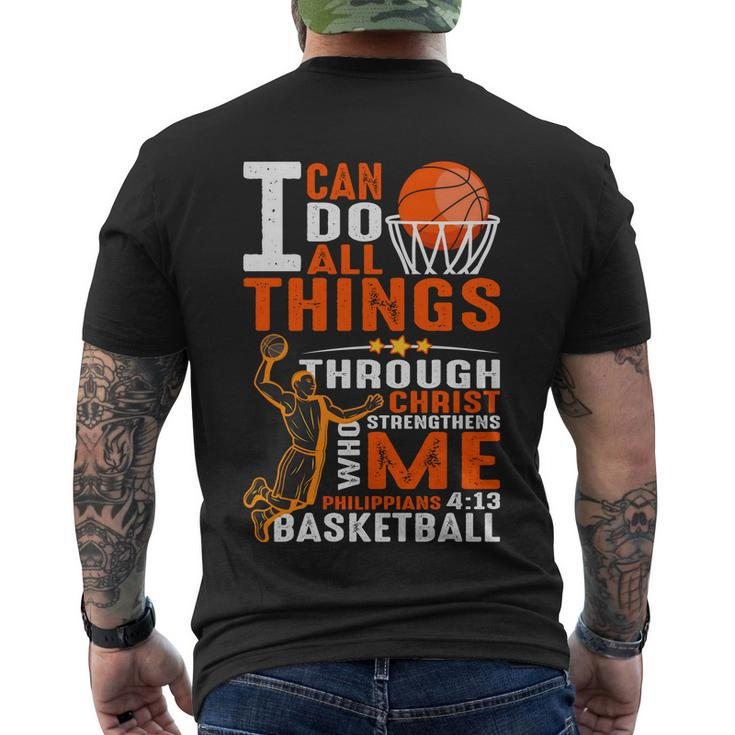 Motivational Basketball Christianity Quote Christian Basketball Bible Verse Men's Crewneck Short Sleeve Back Print T-shirt