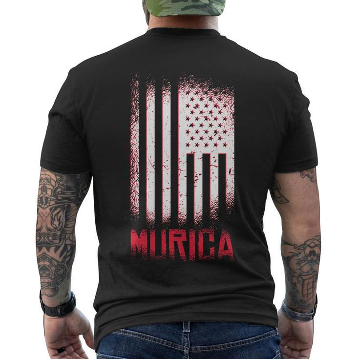Murica American Flag Patriotic Men's Crewneck Short Sleeve Back Print T-shirt