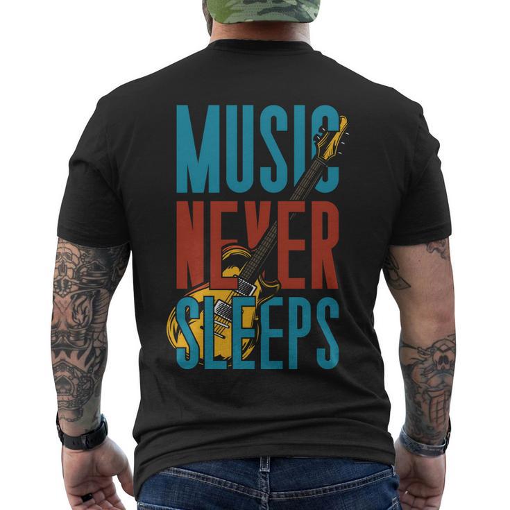 Music Never Sleeps Men's Crewneck Short Sleeve Back Print T-shirt