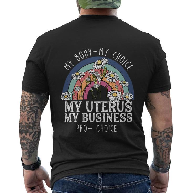 My Body Choice Mind Your Own Uterus Shirt Floral My Uterus V2 Men's Crewneck Short Sleeve Back Print T-shirt