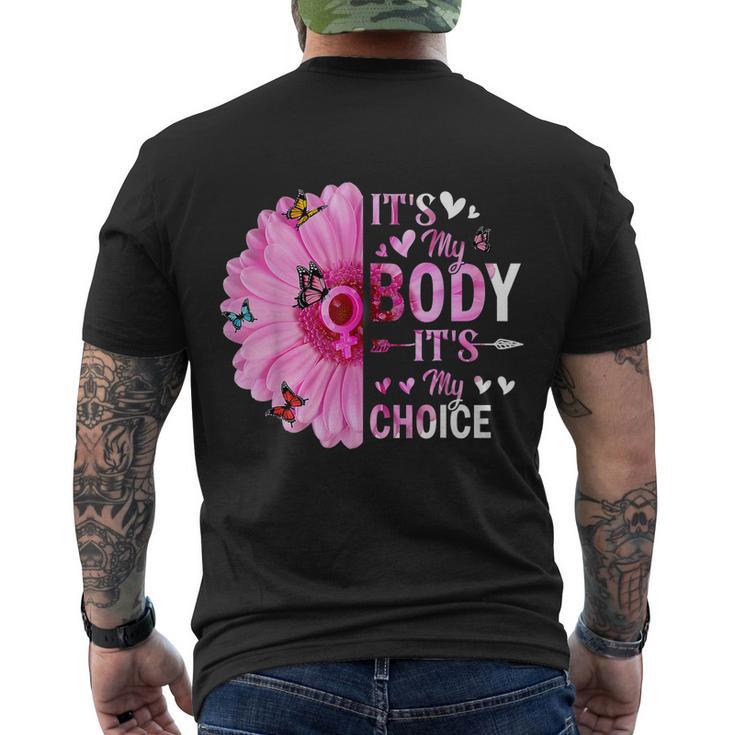 My Body Choice Uterus Business Butterfly Flower Men's Crewneck Short Sleeve Back Print T-shirt