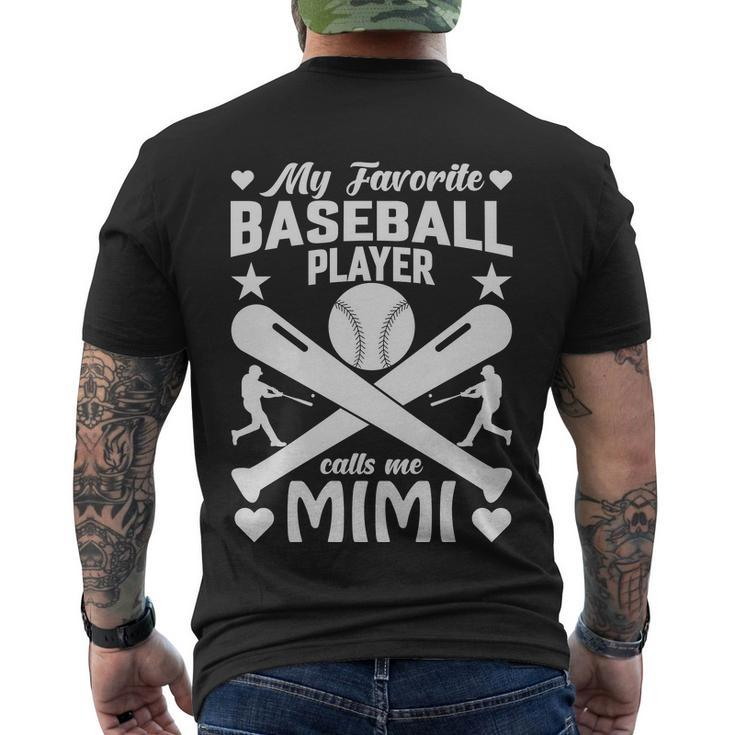 My Favorite Baseball Player Calls Me Mimi Men's Crewneck Short Sleeve Back Print T-shirt