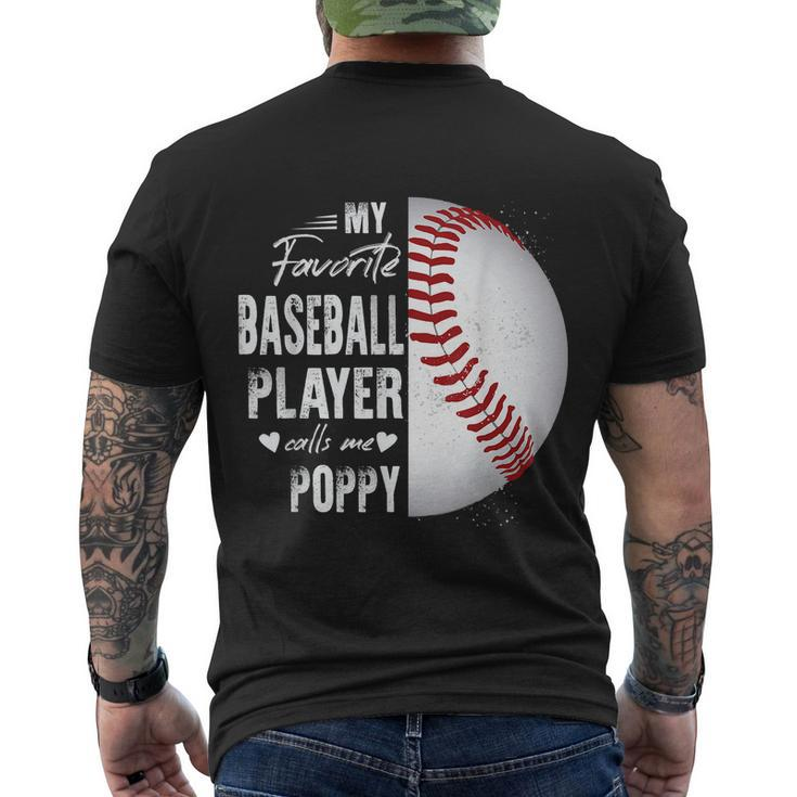 My Favorite Baseball Player Calls Me Poppy Men's Crewneck Short Sleeve Back Print T-shirt