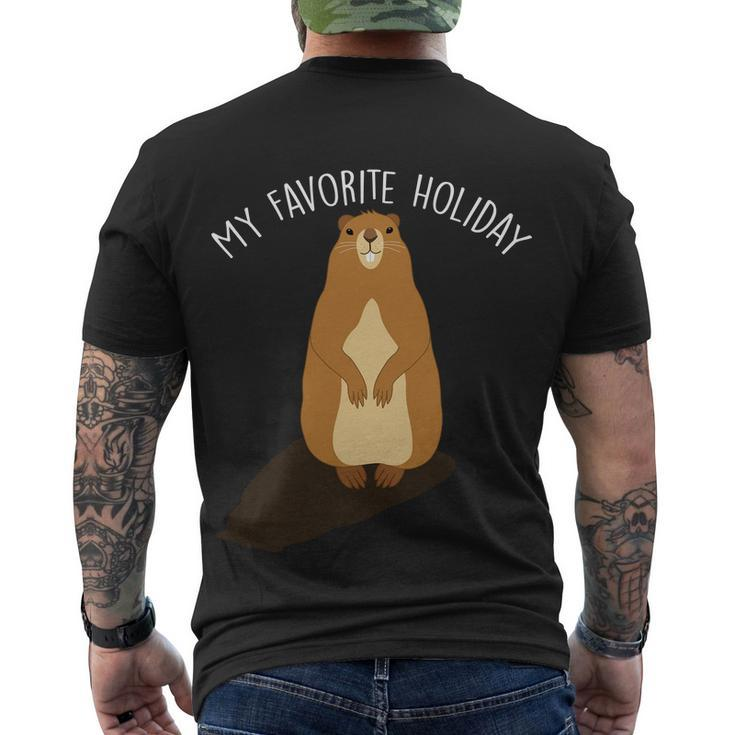 My Favorite Holiday Groundhog Day Men's Crewneck Short Sleeve Back Print T-shirt