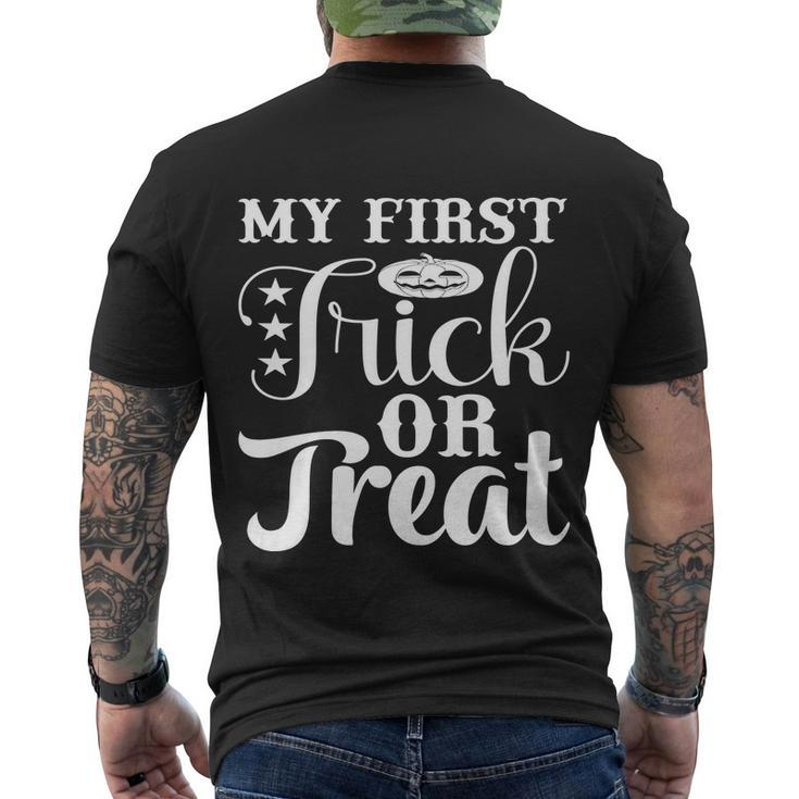 My Firts Trick Or Treat Halloween Quote Men's Crewneck Short Sleeve Back Print T-shirt