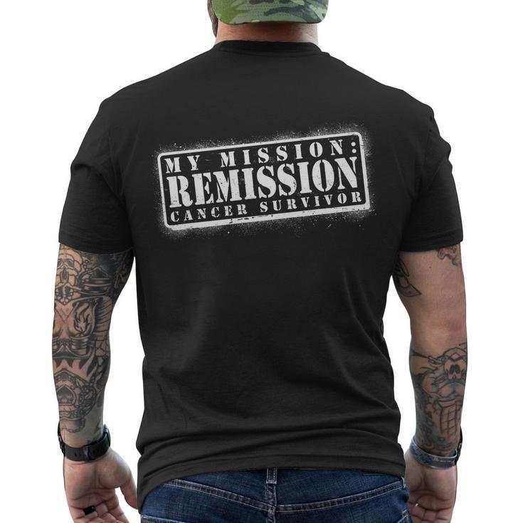 My Mission Remission Cancer Survivor Stamp Men's Crewneck Short Sleeve Back Print T-shirt