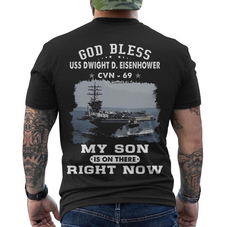 My Son Is On Uss Dwight D Eisenhower Cvn  Men's Crewneck Short Sleeve Back Print T-shirt