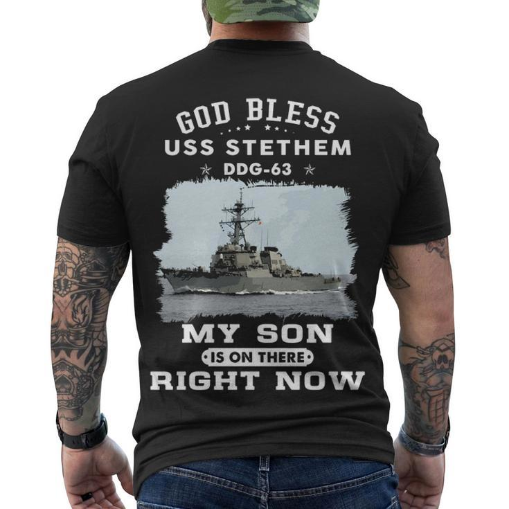 My Son Is On Uss Stethem Ddg  Men's Crewneck Short Sleeve Back Print T-shirt