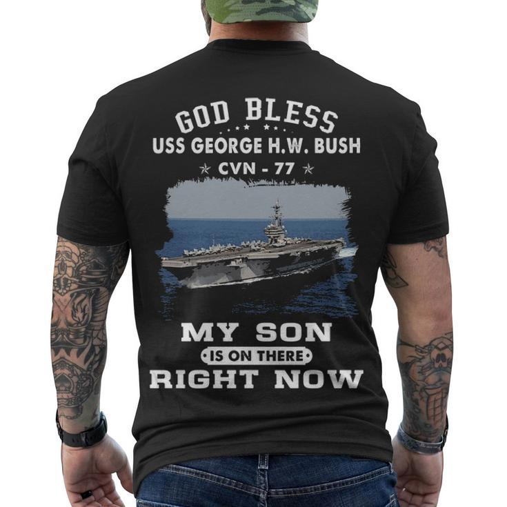 My Son Is On Uss Uss George H W Bush Cvn  Men's Crewneck Short Sleeve Back Print T-shirt