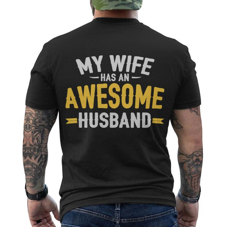 My Wife Has An Awesome Husband Tshirt Men's Crewneck Short Sleeve Back Print T-shirt