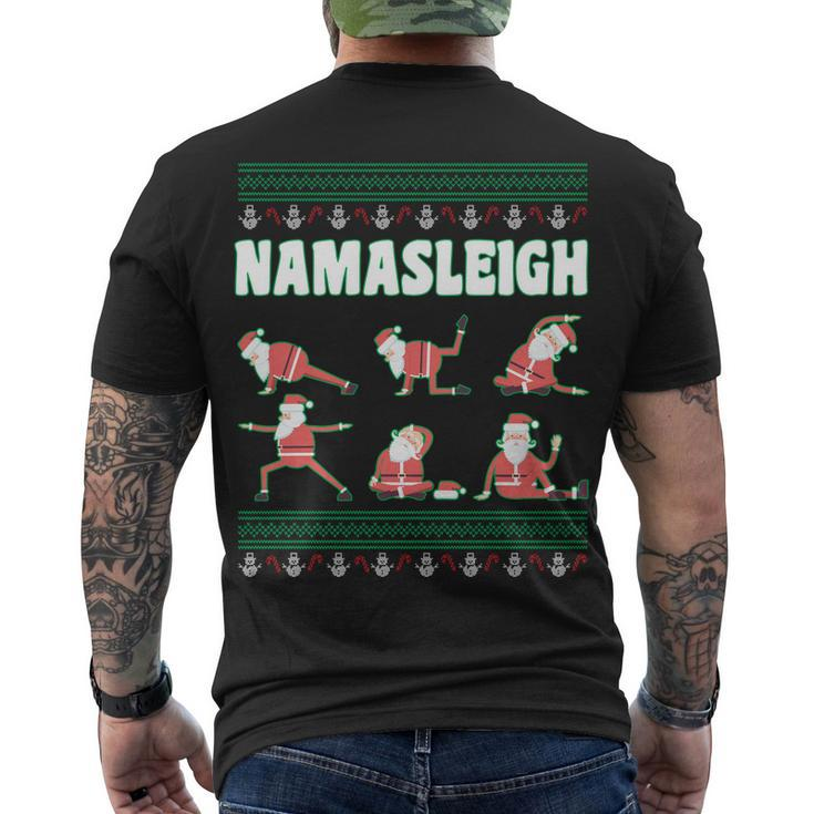 Namasleigh Santa Yoga Poses Tshirt Men's Crewneck Short Sleeve Back Print T-shirt