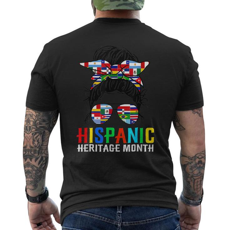 National Hispanic Heritage Month Latin Flags Messy Bun V3 Men's T-shirt Back Print