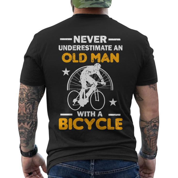 Never Underestimate An Old Man With A Bicycle V2 Men's Crewneck Short Sleeve Back Print T-shirt