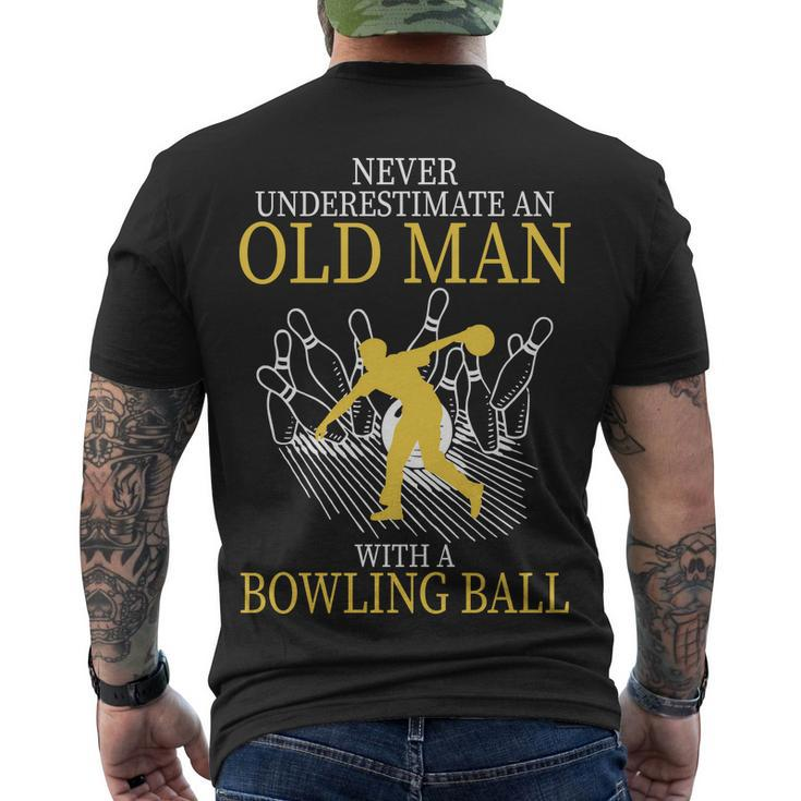 Never Underestimate An Old Man With A Bowling Ball Tshirt Men's Crewneck Short Sleeve Back Print T-shirt