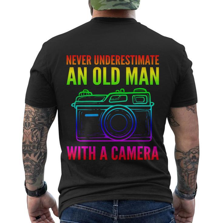 Never Underestimate An Old Man With A Camera Photographer Gift Men's Crewneck Short Sleeve Back Print T-shirt