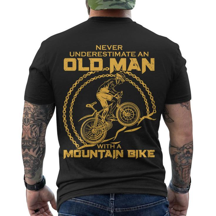Never Underestimate An Old Man With A Mountain Bike Tshirt Men's Crewneck Short Sleeve Back Print T-shirt