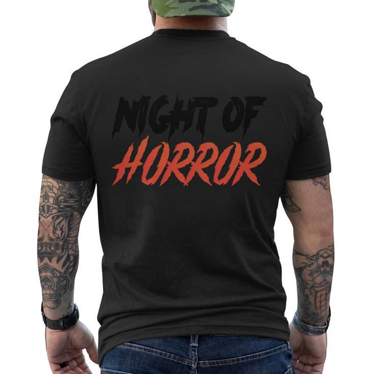 Night Of Horror Halloween Quote Men's Crewneck Short Sleeve Back Print T-shirt